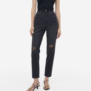 NWT H&M Black Mom Jeans Ultra High Waist Loose Fit Women’s 8